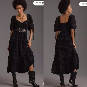 chinese dress ladies Romantic, Sensual and Elegant Crochet Lace Lantern Sleeve Party Midi –  roschic main image 1